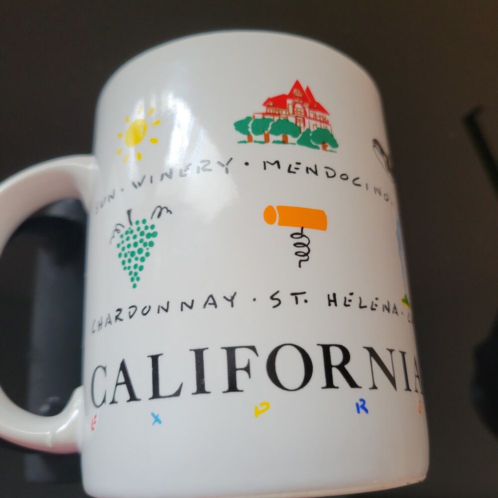 Vintage Wine Country California Coffee Cup Vintage date 1990 Luke A Tuck Tourist